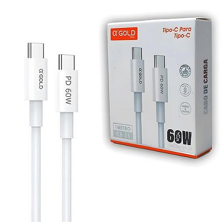 Cabo Turbo USB-C Para Tipo-C 60W 1M A'Gold CB-51