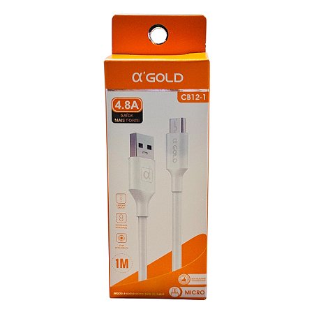 Cabo USB para Micro USB V8 A'Gold 4.8A 1M CB12-1