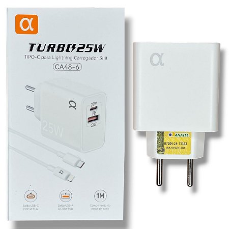 Carregador A'Gold USB-C P/Lightning 25W CA48-6 Anatel