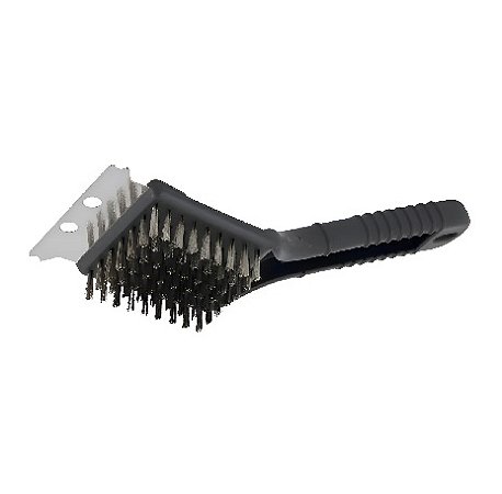 Escova Limpa Grelha Churrasqueira Aço Inox 3 em 1