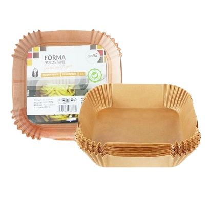 Forma de Papel Descartável Air Fryer Antiaderente 16x16 Casa Tem 50un