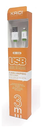 Cabo de carga USB/Lightning 3M Branco Kaidi
