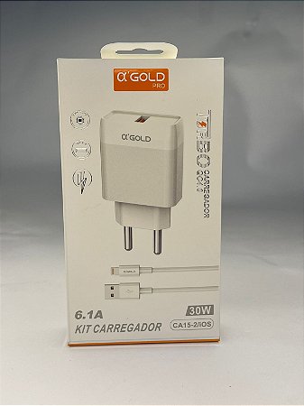 Kit Carregador 30W Branco 6.1A A´Gold