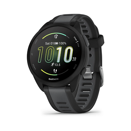 Relógio Garmin Forerunner 165 Preto e Cinza Ardosia com Monitor Cardíaco de Pulso e GPS