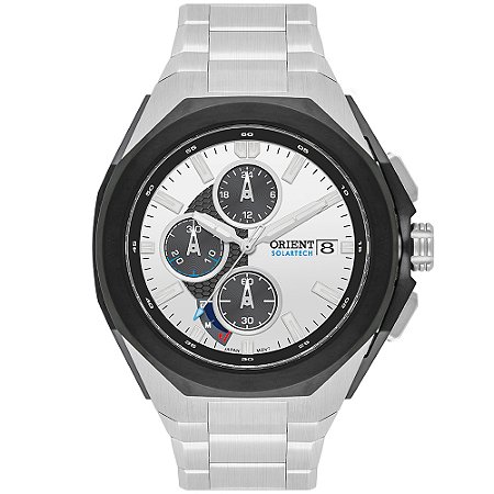 RELÓGIO ORIENT SOLARTECH CRONÓGRAFO MBSSC279 PRATA