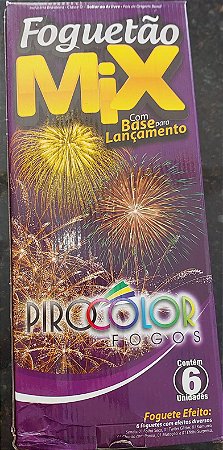 Foguetão MIX foguete rojão colorido 6 unidades