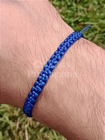 Pulseira Macrame Azul Regulável Fio de Seda Proteção Sabedoria e Clareza Mental