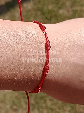 Pulseira 7 Nós Vermelha Kabbalah Proteção Contra Inveja e Mau Olhado