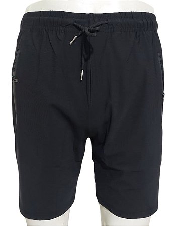 Shorts Tactel Preto Liso Tecido Macio