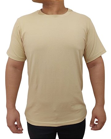 Camiseta Básica Lisa Malha Peruana Areia