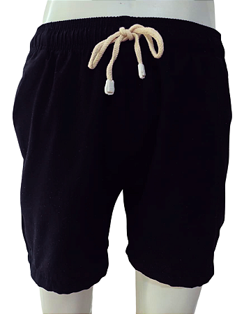 Shorts Linho Preto Masculino Confortável