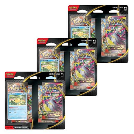 Kit 3 Blister Quadruplo Megaevolução Pokémon TCG