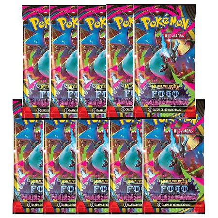 Kit 10 Boosters Unitários Fogo Fantasmagórico Pokemon TCG