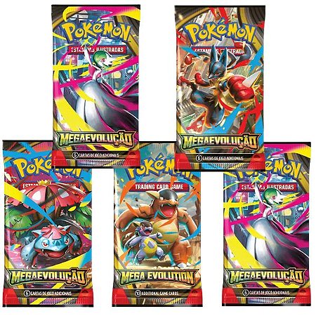 Kit 5 Boosters Unitários Megaevolução Pokemon TCG
