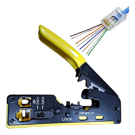 Alicate Crimpagem Cabo Rede Com 100 Conector Rj45 Vazado