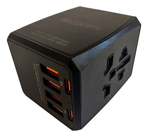 Adaptador Portátil Universal Viagem 4 Usb-a 2 Usb-c