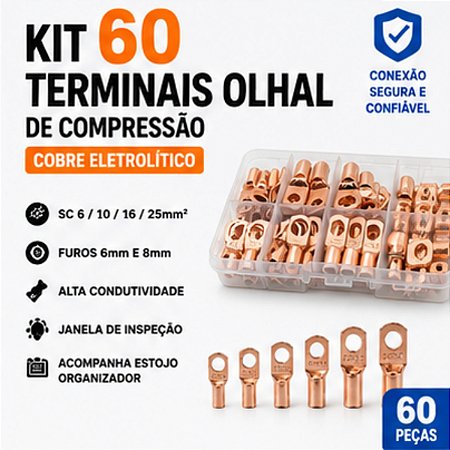 Kit Terminal Olhal De Compressão Sc Cobre