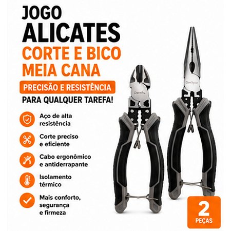 Jogo Alicate Corte E Bico Meia Cana