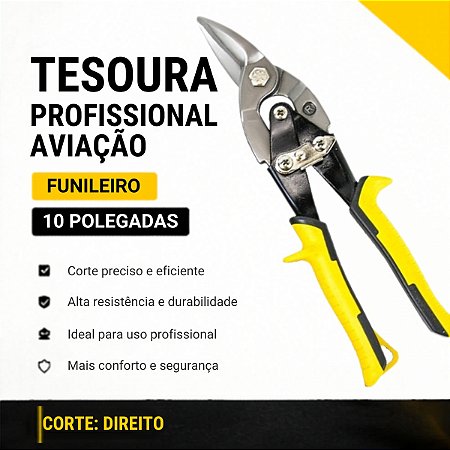 Tesoura Profissional Aviação Funileiro 10 Polegadas Direita