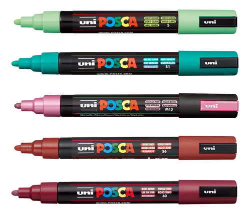 Kit Caneta Posca Pc5m 5 Cores Marcador Artístico