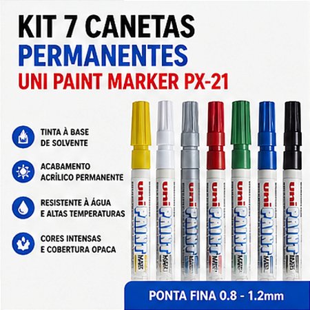 Kit 7 Caneta Permanente Uni Paint Marker