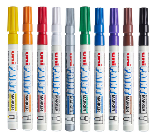 10 Cores Caneta Permanente Uni Paint Marker