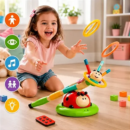 Joaninha Divertida 3 Em 1 Zoop Toys Jogo Argola Lançador Multicolor