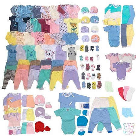 Kit 32 peças enxoval bebê em algodão antialergico