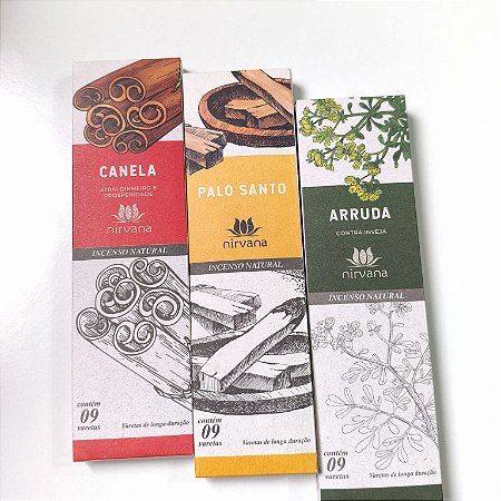 Kit de Incensos Nirvana – Canela, Palo Santo e Arruda