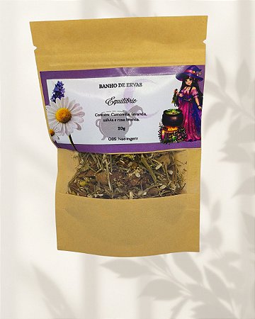 Banho de Ervas Equilíbrio - Camomila, Lavanda, Sálvia e Rosa Branca