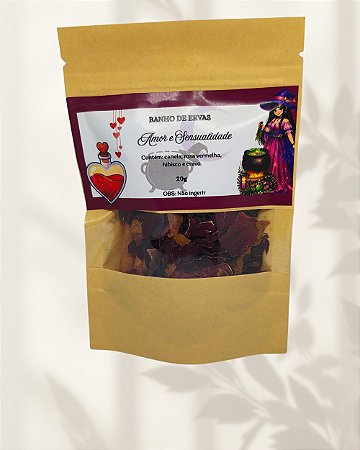 Banho de Ervas Amor e Sensualidade - Canela, Rosa Vermelha, Hibisco e Cravo