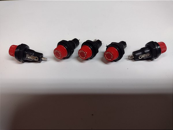 PORTA FUSÍVEL DE PAINEL 20mm VERMELHO REDONDO