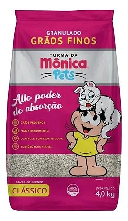 Areia Higiênica Granulado Clássico Gato Turma Da Monica 4kg