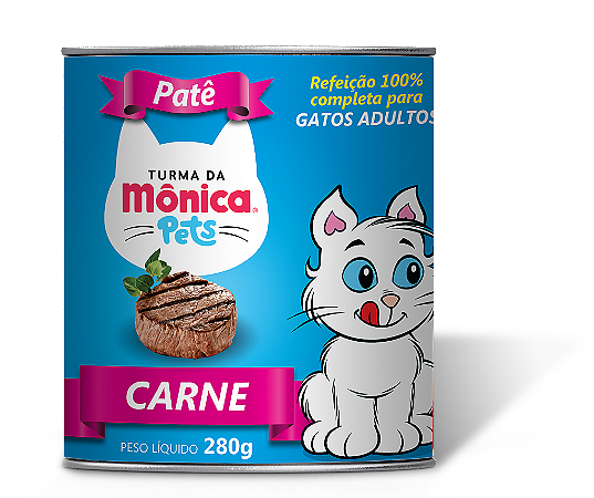 Ração Úmida Turma da Mônica Pets Patê para Gatos Adultos Sabor Carne 280 g