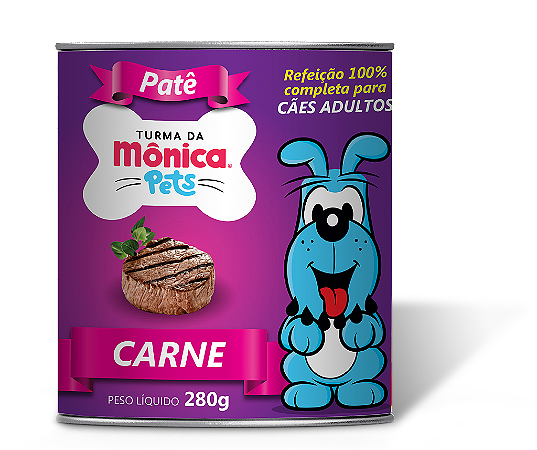 Ração Úmida Turma da Mônica Pets Patê para Cães Adultos Sabor Carne 280 g