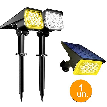 Refletor Solar Ecoforce 10 Leds 200x Branco Quente Amarela e Branca Frio Spot Jardim Luminária