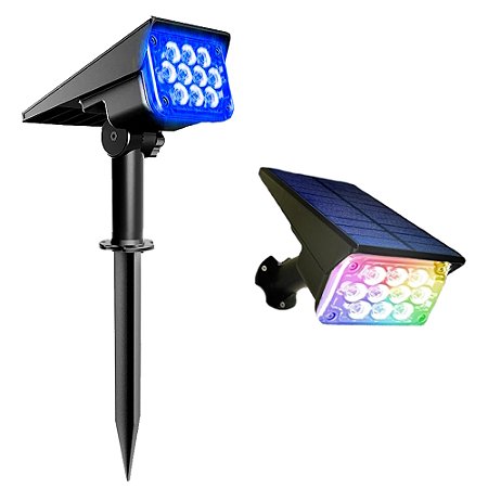 Refletor Solar Ecoforce 10 Leds 200x Azul Spot Jardim Luminária