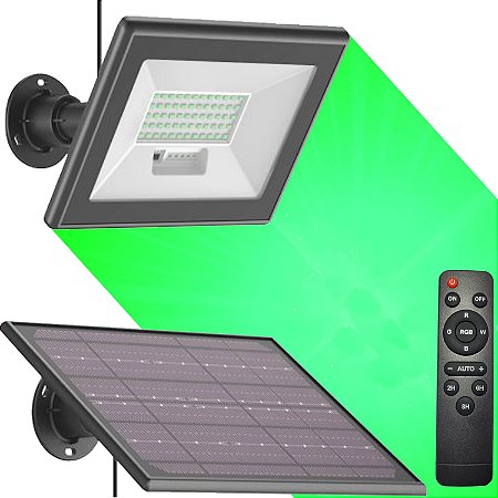 Refletor Solar Jardim 60 Leds 600x Colorida Verde Amarela Azul Vermelha Spot Luminária Chão Parede