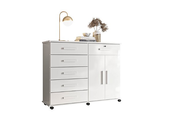 Cômoda Platina Branco Brilho