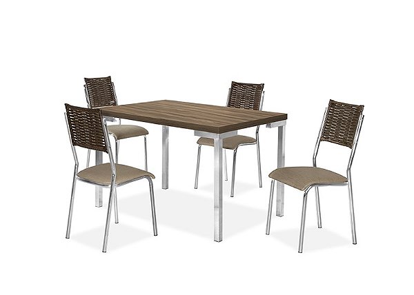 CJ174-CONJUNTO MESA INOVARE CR 1,20X0,80 MDP-4 CAD.DALIA JUNCO CR - JUNCO MARROM - TAMPO NOGAL