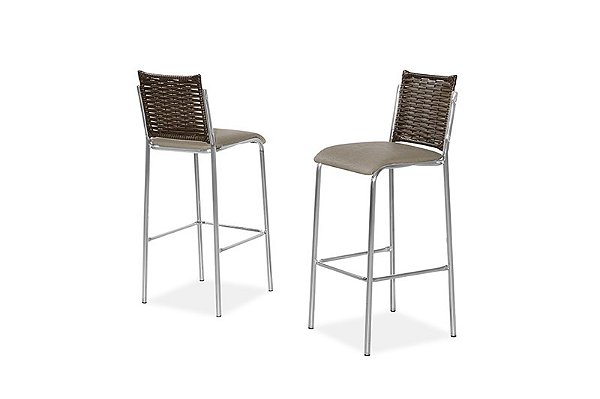 CONJUNTO 2 BANQUETAS TITANIUM JUNCO CROMADO