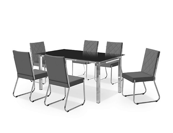 CONJUNTO MESA ONIX CR RT. 1,60X0,90 VD SERIG-6 CAD.DALLAS NEW CR - B - B-368 - B-368 - VPR