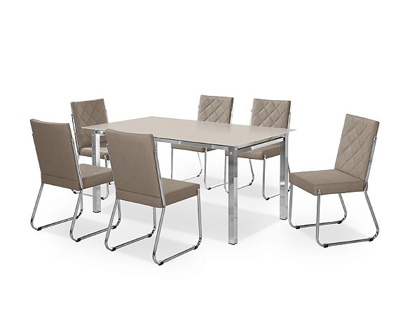 CONJUNTO MESA ONIX CR RT. 1,60X0,90 VD SERIG-6 CAD.DALLAS NEW CR - B - BC-80 - BC-80 - VOF