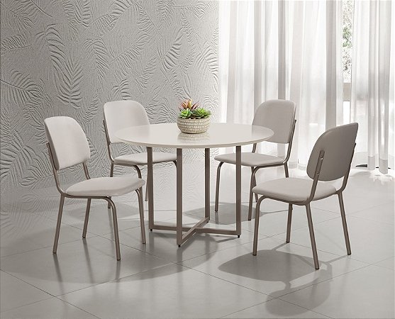 CONJUNTO MESA ROMANA DC RD 1,10 MDF C/VIDRO-4 CAD.NAPOLI DC - F/V A - A-512 - A-508 - CHAMP - CHAMP - OFW