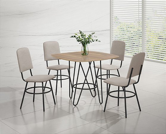 CONJUNTO MESA LAIS DC QD. 0,90X0,90 MDF-BP-4 CAD.LAIS DC - C - BC-81 - PRT - PRT - CAN