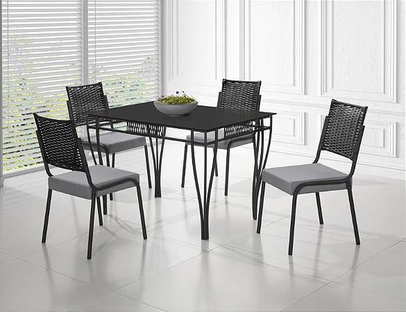 CONJUNTO MESA GOURMET DC 1,20X0,80 VD SERIG-4 CAD.RAINHA NEW JUNCO DC-B - BC-104 - J 18 - BLA - BLA - J 18 - VPR