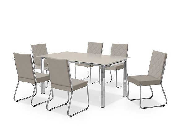 CONJUNTO MESA ONIX CR RT. 1,60X0,90 VD SERIG-6 CAD.DALLAS NEW CR - B - B-366 - B-366 - VOF