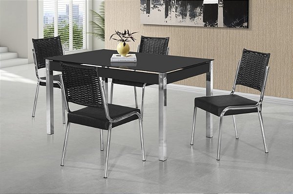 CONJUNTO MESA FACINARE CR RT. 1,20X0,80 VD SERIG-4 CAD.RAINHA NEW JUNCO CR - B - BC-83 - J 18 - PRT - VPR