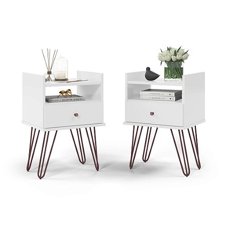 Conjunto 02 Mesas de Cabeceira Bill / Branco