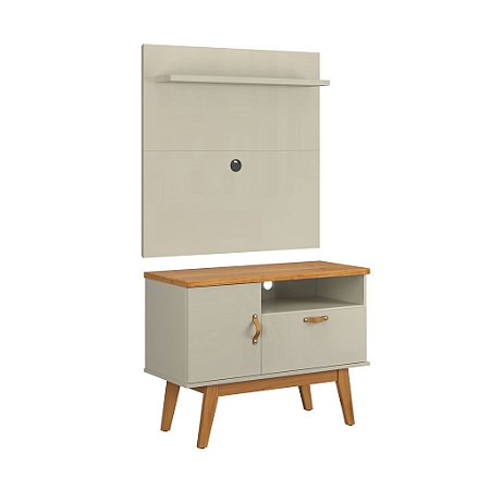 Rack com Painel Sirius Off White com Cinamomo 0.9